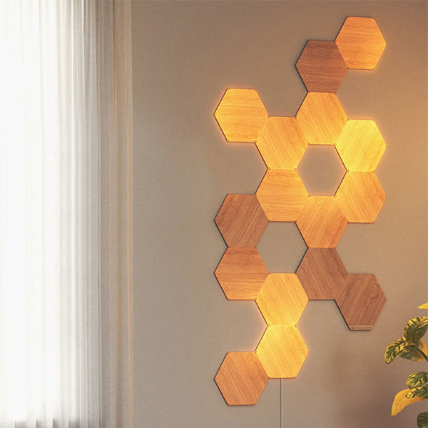 Honeycomb Timber LED Light - Modular Design - Warm Ambiance